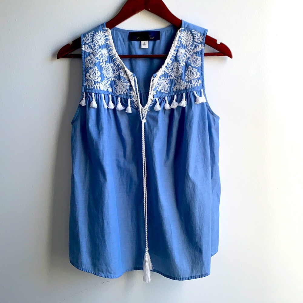 Blue Rain - Embroidered Top - Small